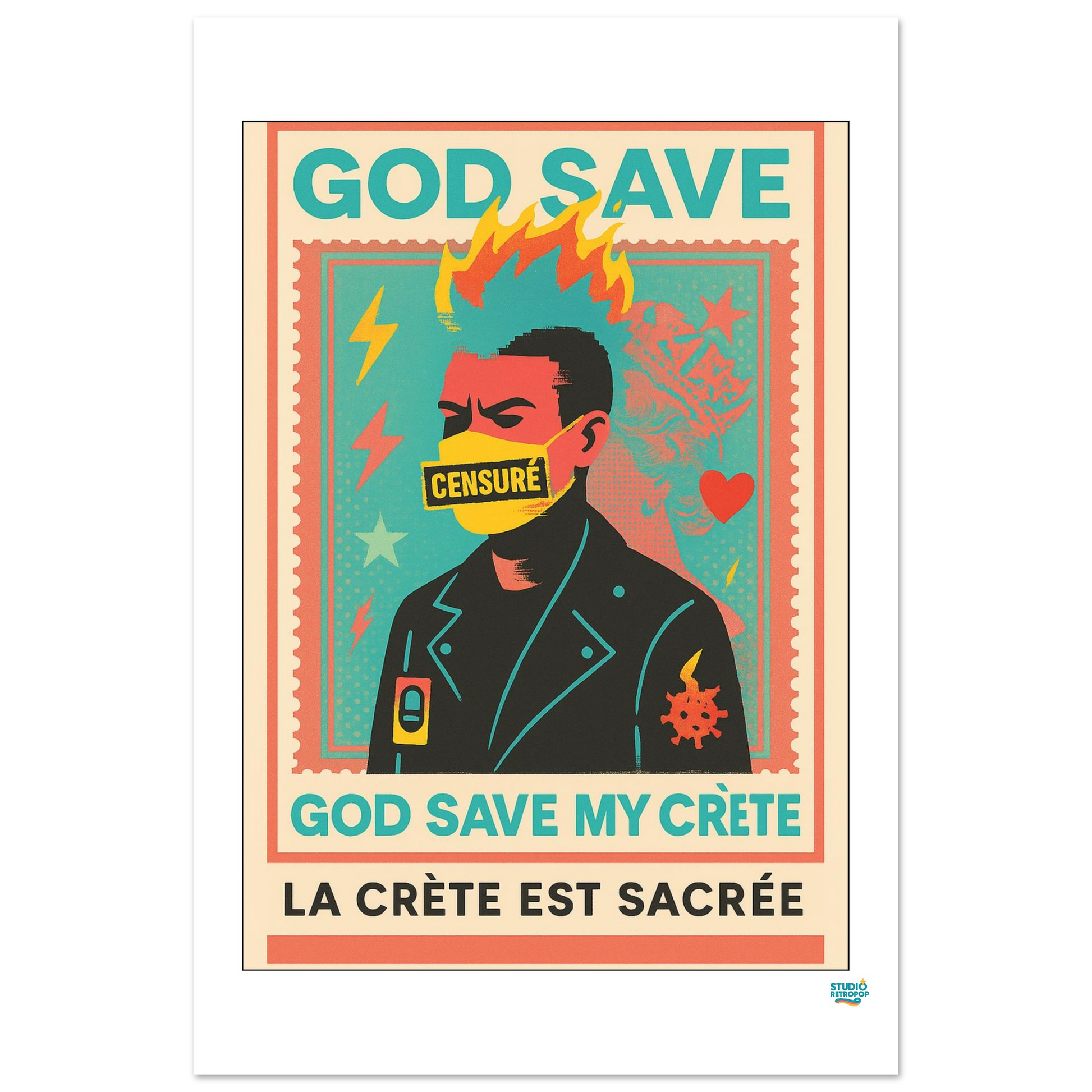 Affiche "God save my crète" - Affirmez votre liberté - StudioRetroPop