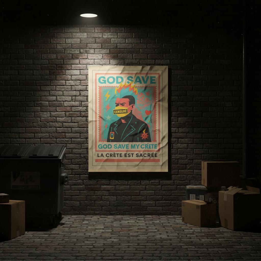 Affiche "God save my crète" - Affirmez votre liberté - StudioRetroPop