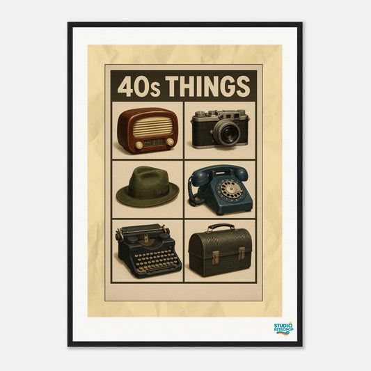 Affiche encadrée " 40s THINGS"» – L’essence des années 40 en un coup d’œil - StudioRetroPop