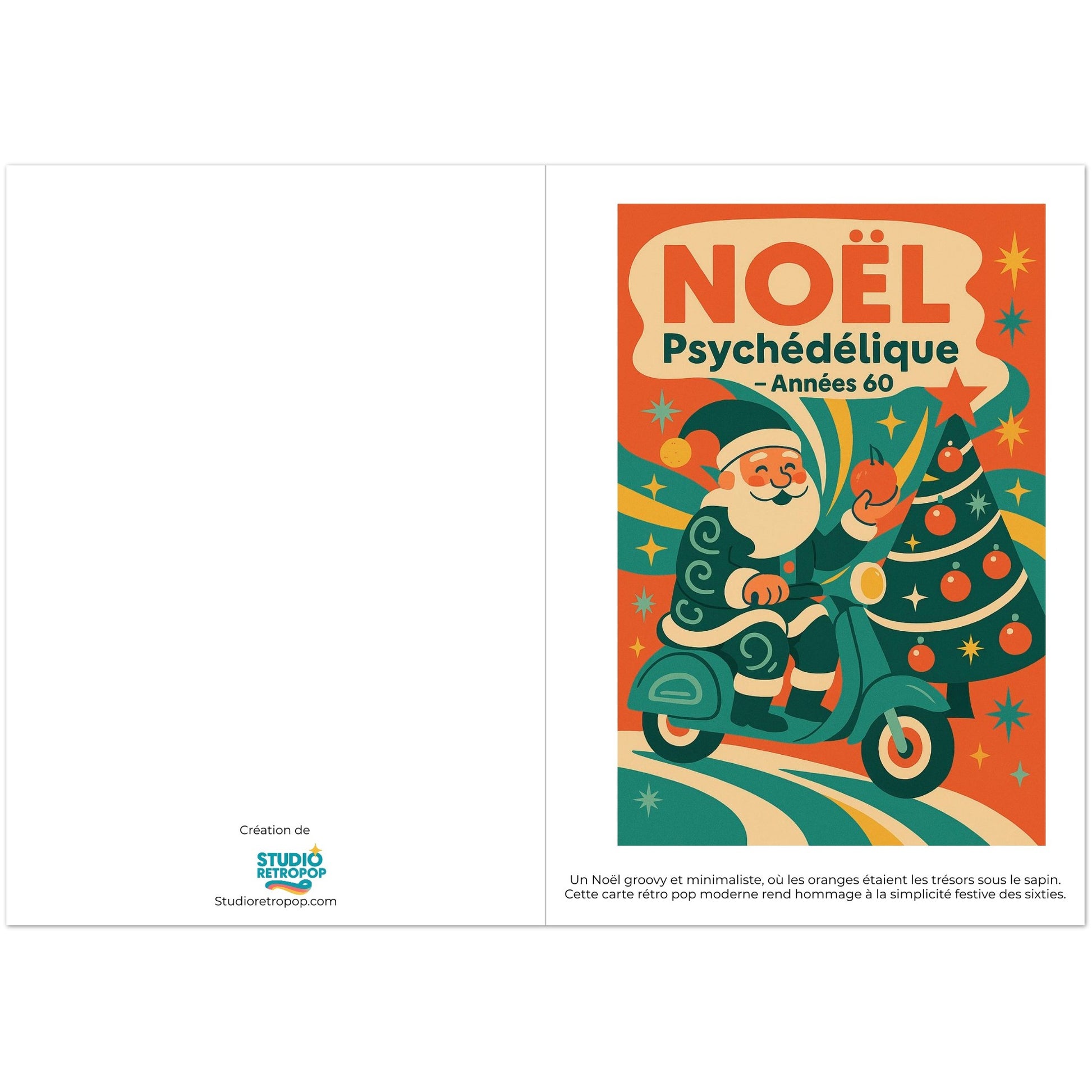 Lot de 10 Cartes  - "Noël Psychédélique – Années 60" - StudioRetroPop