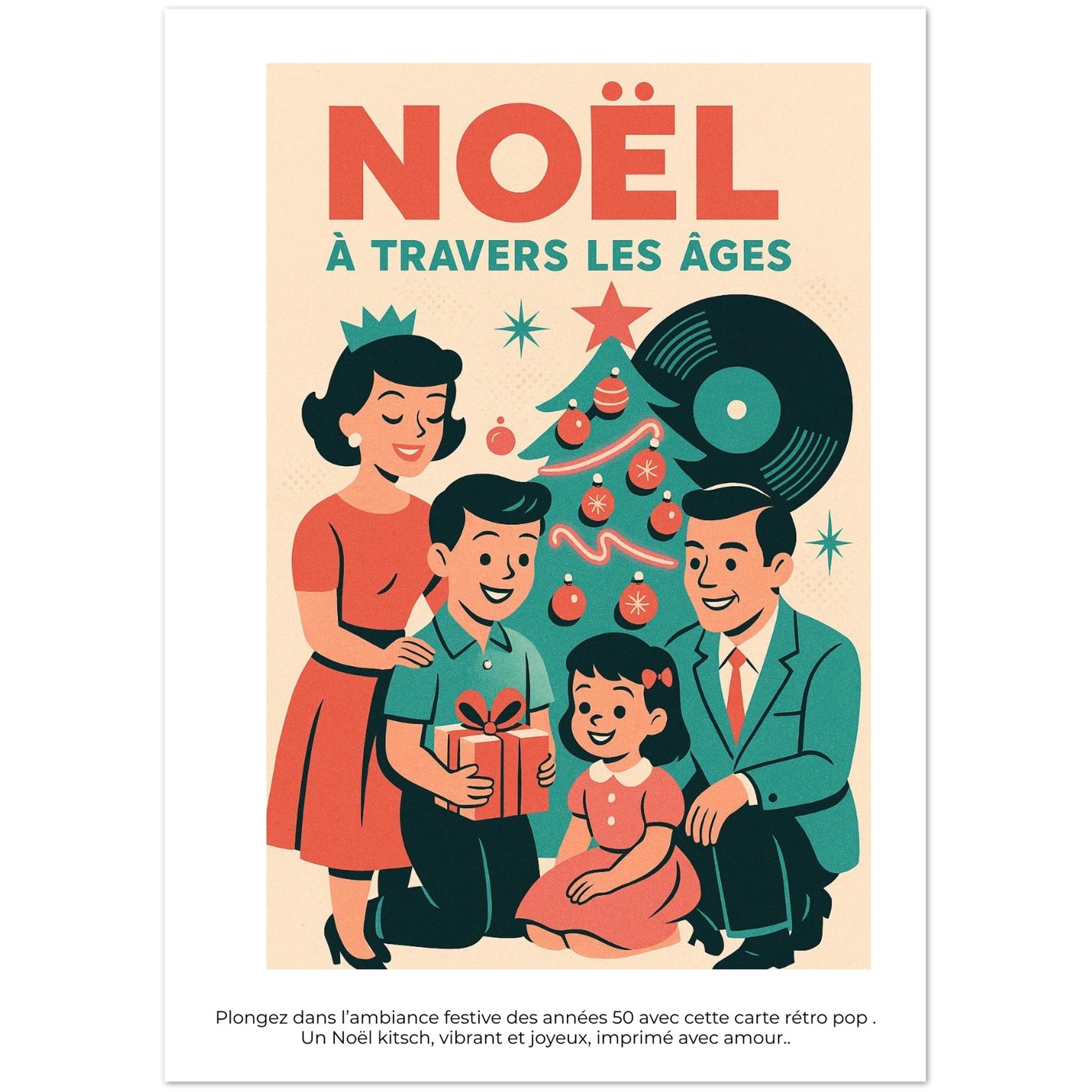 Lot de 10 Cartes  - " Noël Rockabilly – Années 50 " - StudioRetroPop