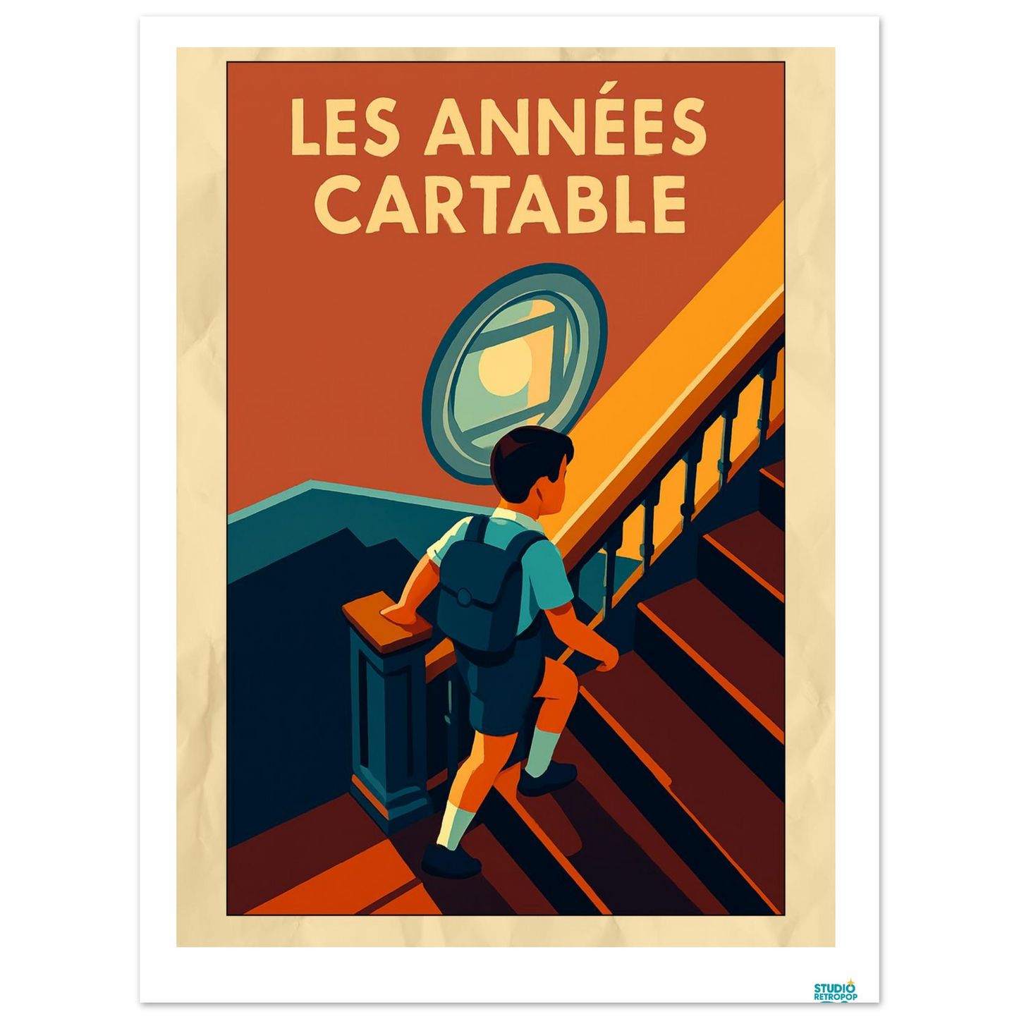 Affiche « Les Années Cartable » – La nostalgie des premiers pas scolaires - StudioRetroPop