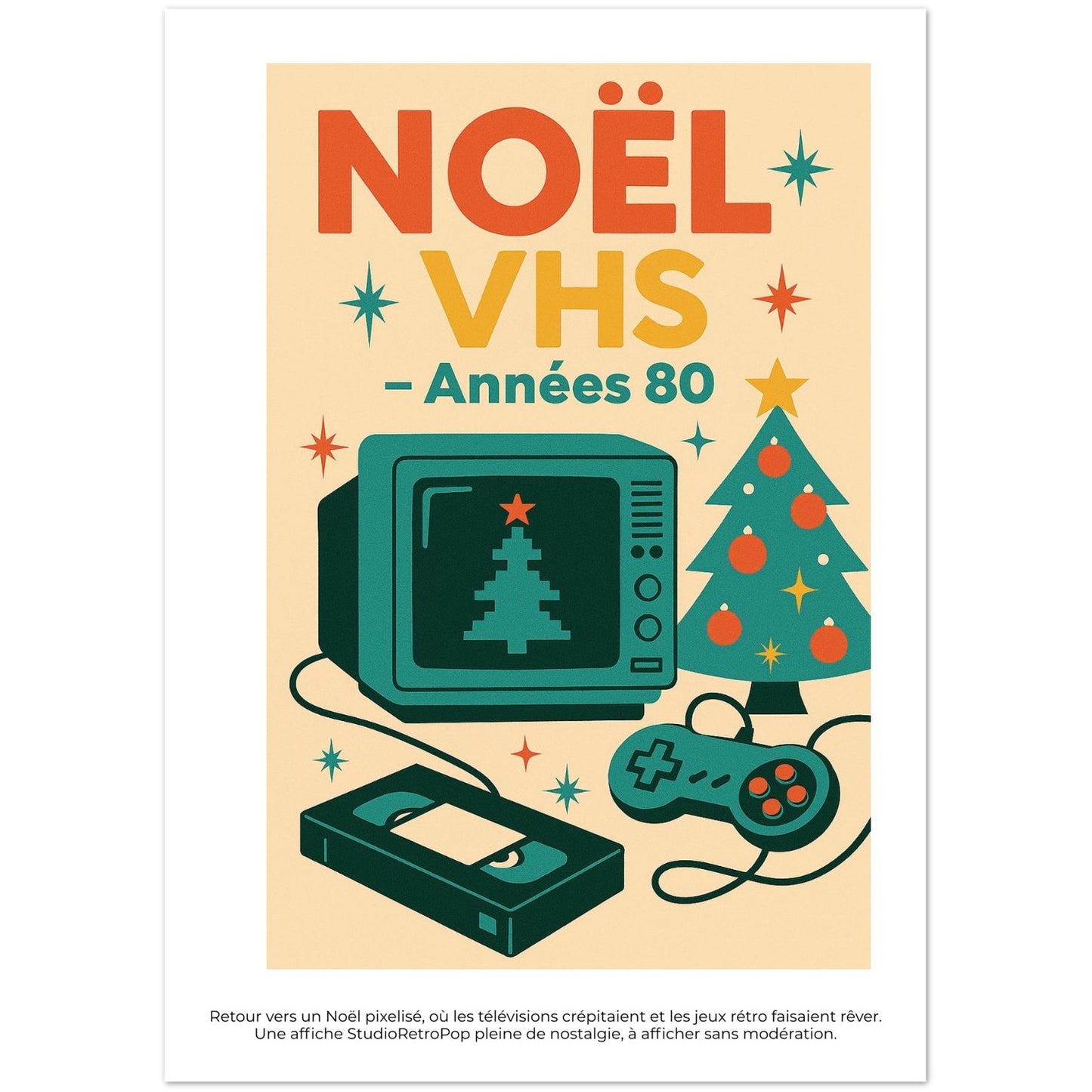Lot de 10 Cartes  - " Noël VHS – Années 80 " - StudioRetroPop