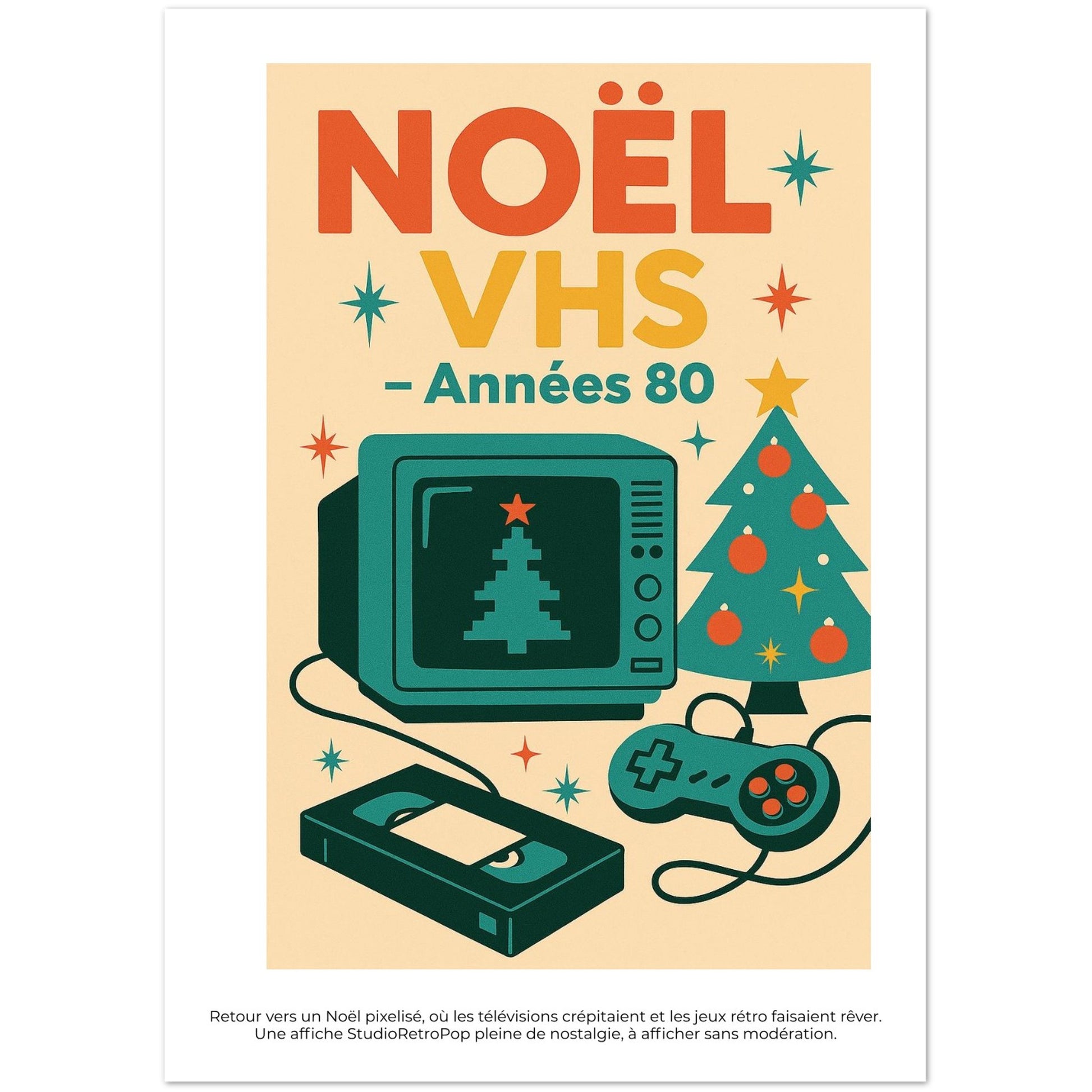 Lot de 10 Cartes  - " Noël VHS – Années 80 " - StudioRetroPop