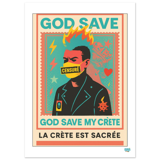 Affiche "God save my crète" - Affirmez votre liberté - StudioRetroPop