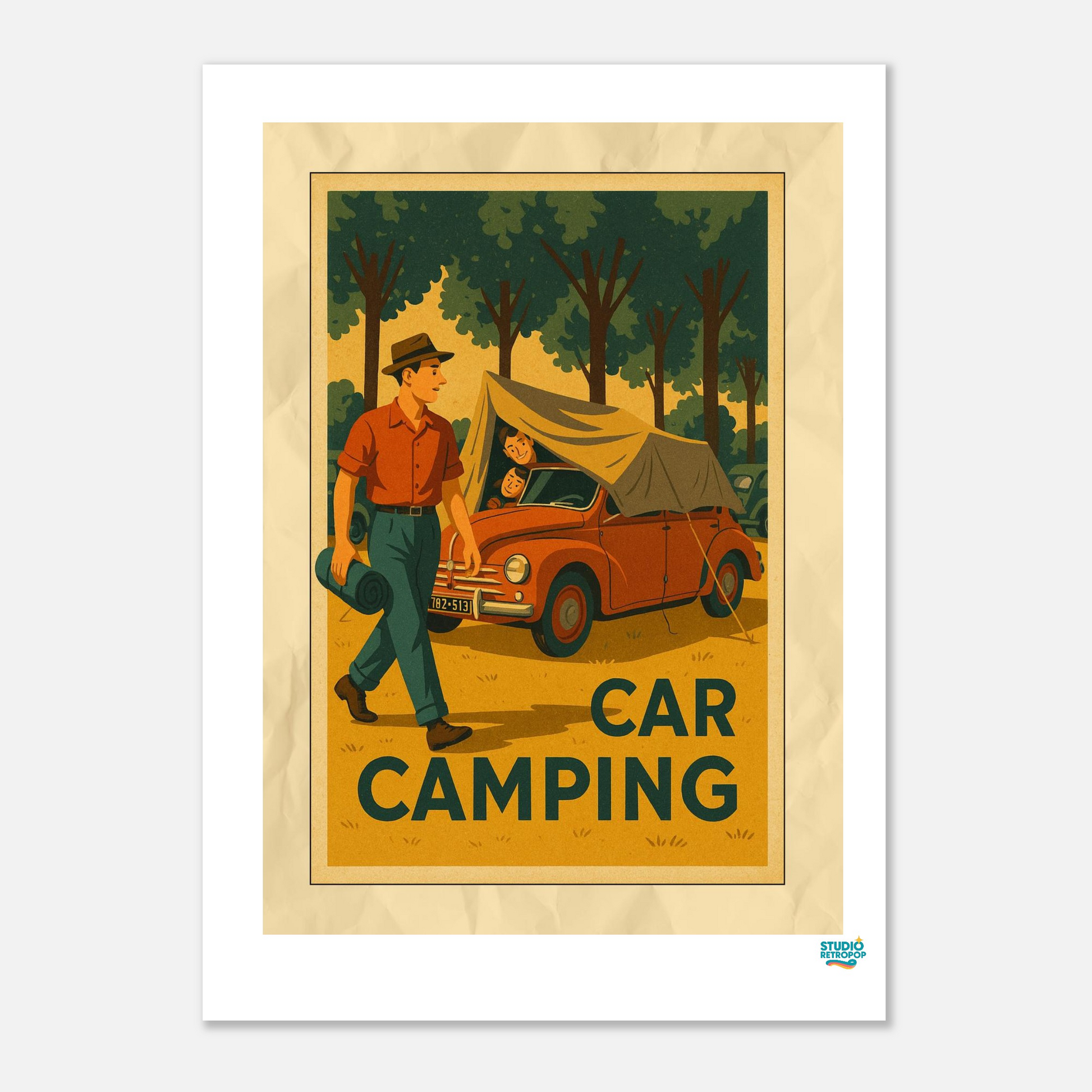 Affiche « Car Camping » – L’aventure rétro en pleine nature - StudioRetroPop