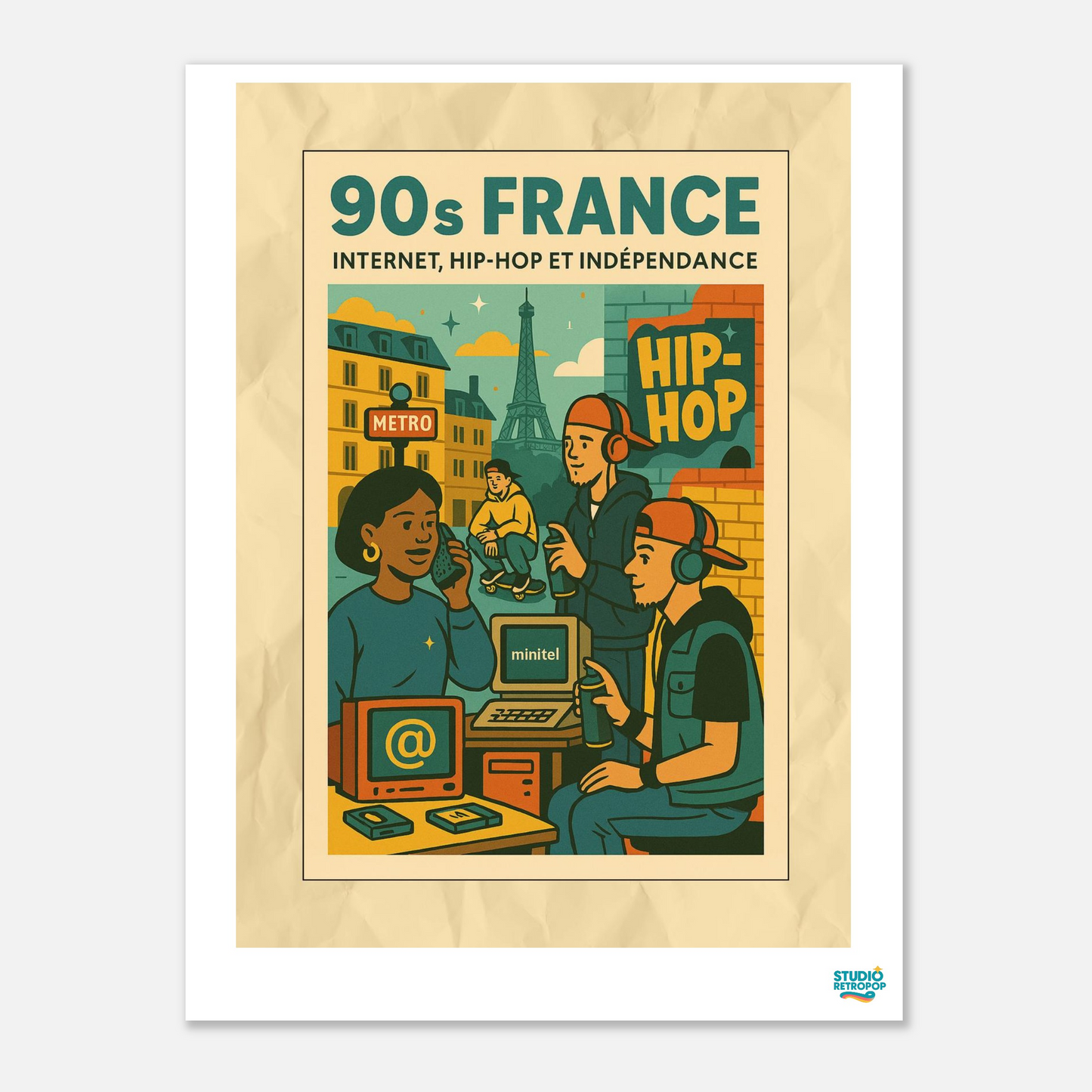 Affiche « 90s France » – L’énergie d’une décennie révolutionnaire - StudioRetroPop