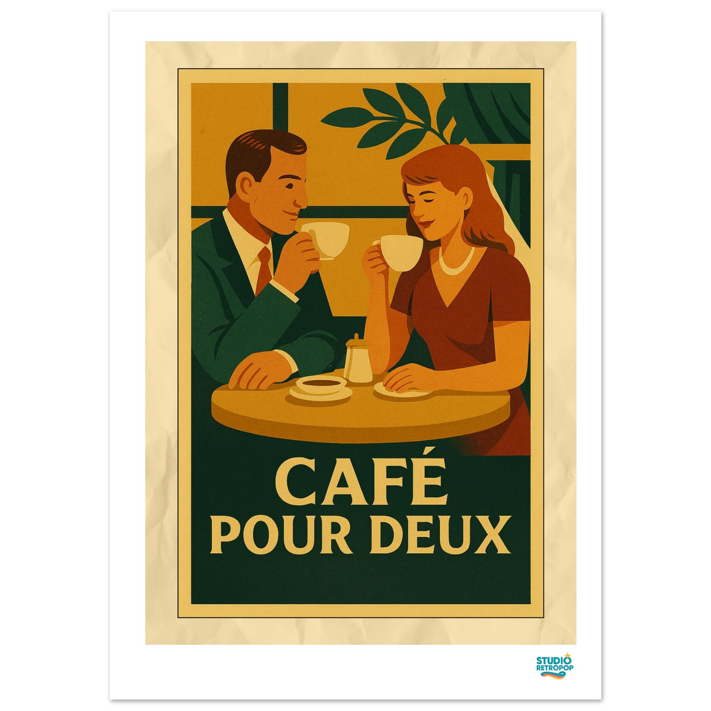 Affiche « Café Pour Deux » – L’art de partager un moment - StudioRetroPop