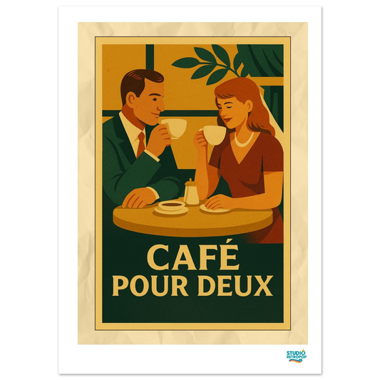 Affiche « Café Pour Deux » – L’art de partager un moment - StudioRetroPop