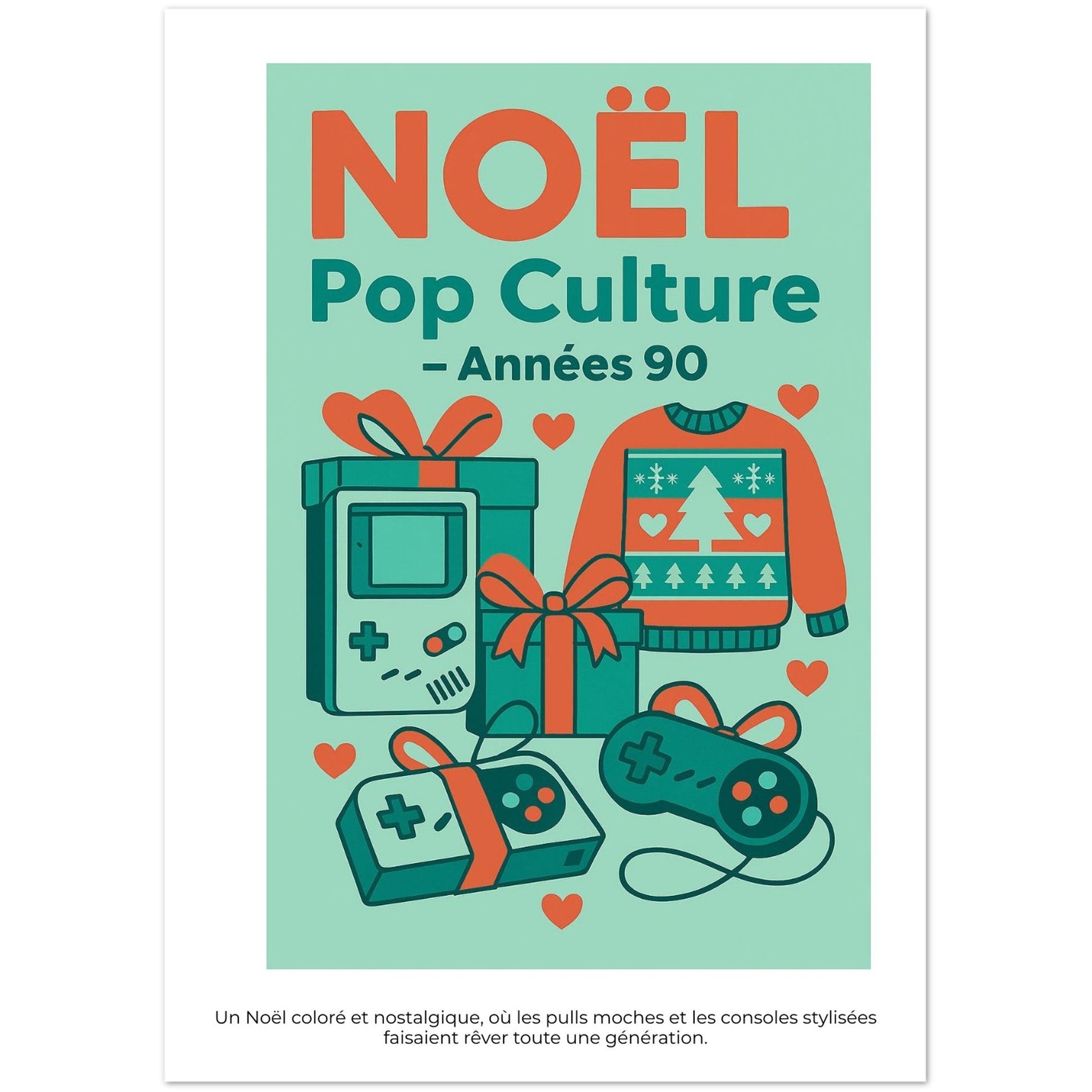 Lot de 10 Cartes  - " Noël Pop Culture – Années 90 " - StudioRetroPop