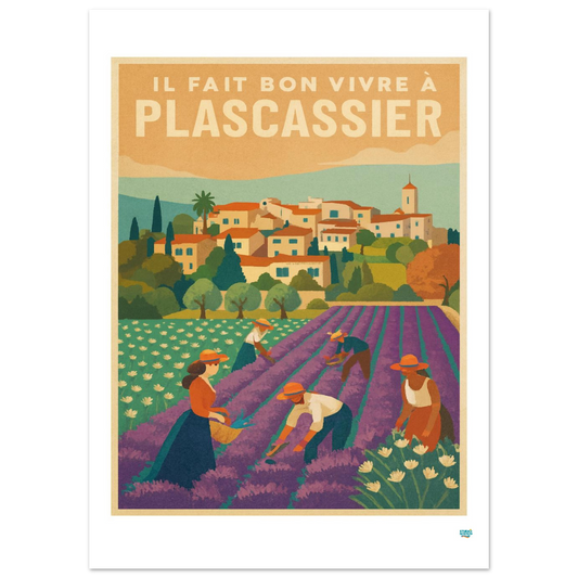 Affiche « Il Fait Bon Vivre à Plascassier » – L’art de vivre provençal - StudioRetroPop