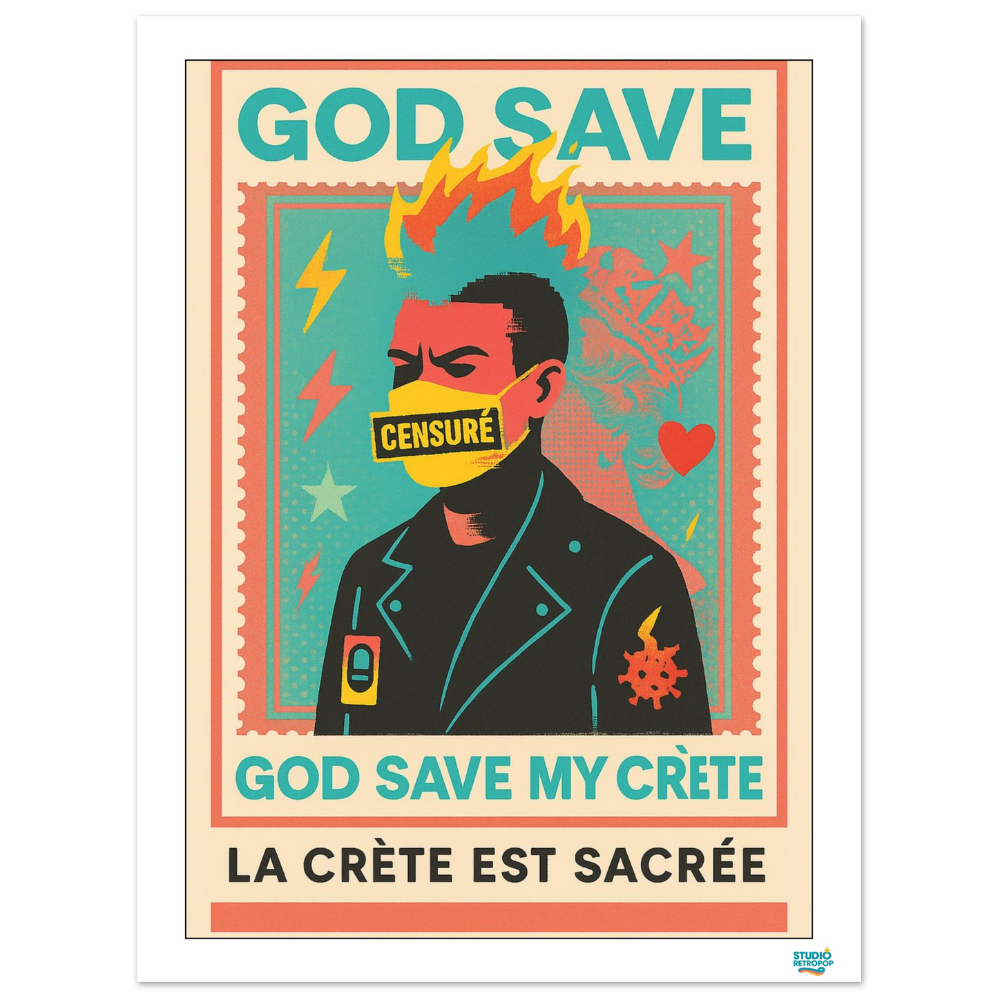 Affiche "God save my crète" - Affirmez votre liberté - StudioRetroPop