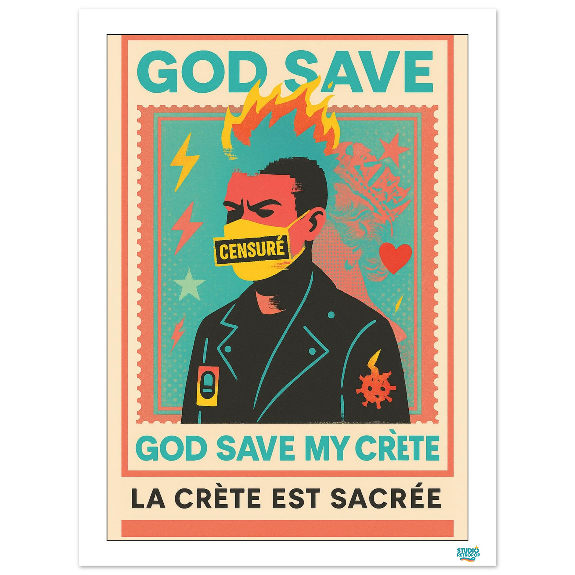 Affiche "God save my crète" - Affirmez votre liberté - StudioRetroPop