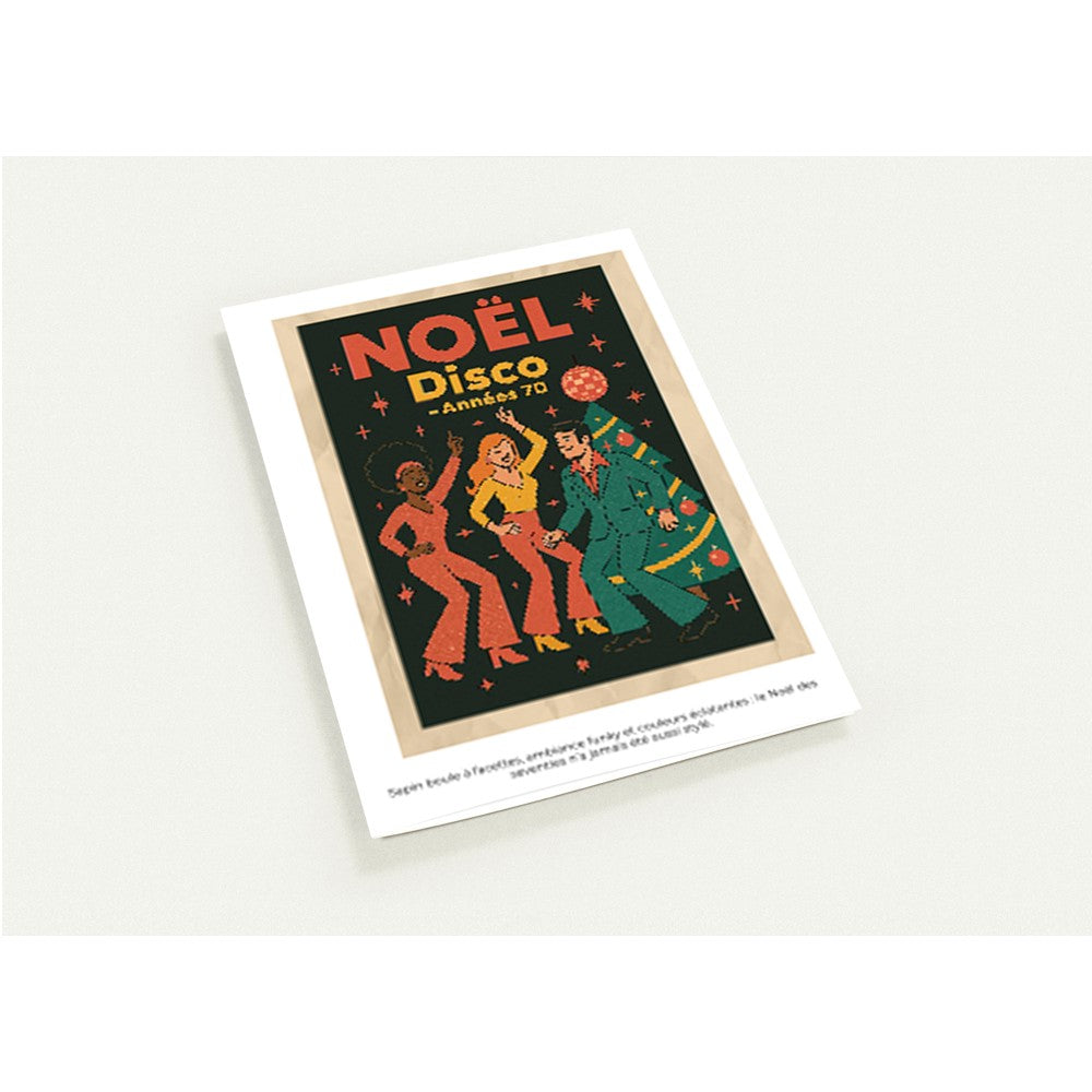 Lot de 10 Cartes  - " Noël Disco – Années 70 " - StudioRetroPop