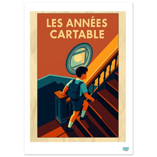 Affiche « Les Années Cartable » – La nostalgie des premiers pas scolaires - StudioRetroPop