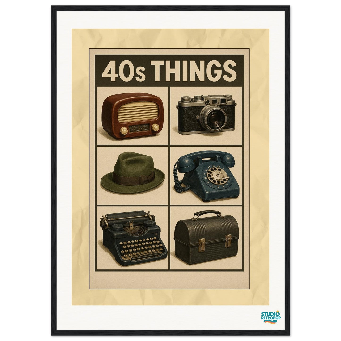 Affiche encadrée " 40s THINGS"» – L’essence des années 40 en un coup d’œil - StudioRetroPop