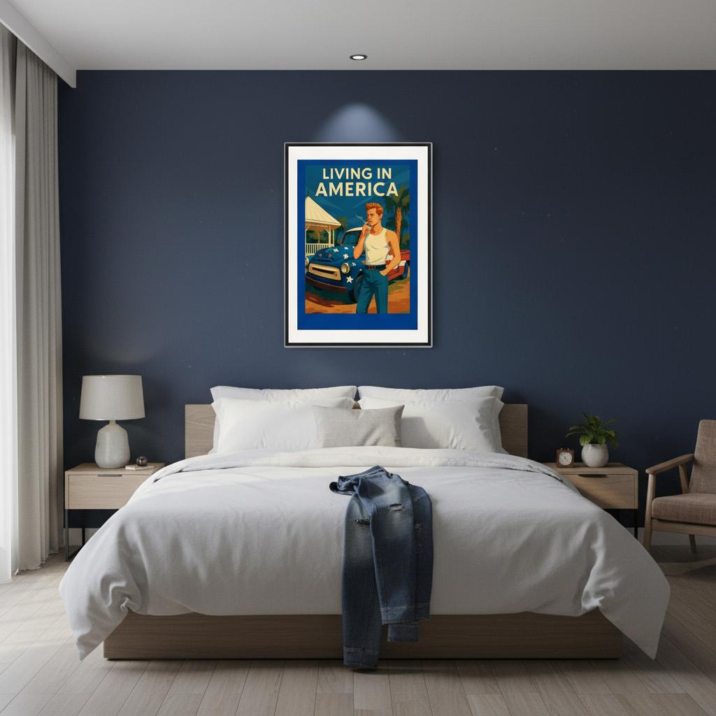 Affiche  encadrée Living in America – L’esprit authentique de l’American Dream - StudioRetroPop