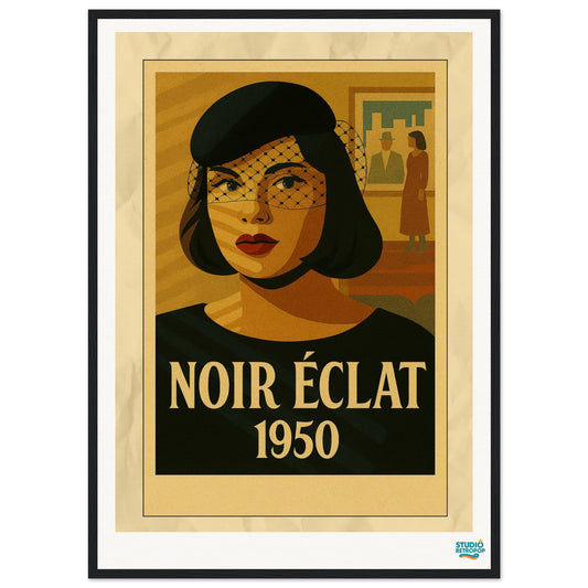 Affiche encadrée « Noir Éclat 1950 » – L’élégance intemporelle s’invite chez vous. - StudioRetroPop