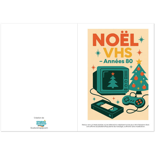 Lot de 10 Cartes  - " Noël VHS – Années 80 " - StudioRetroPop