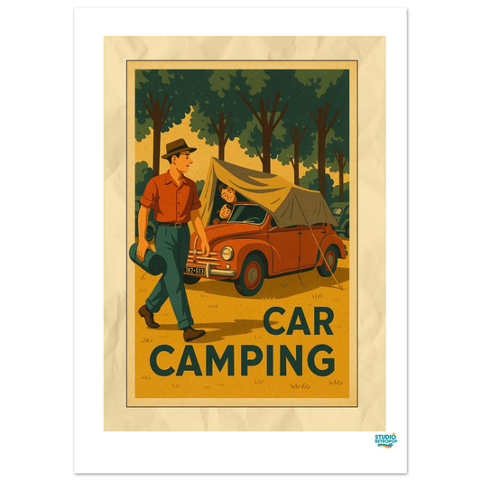 Affiche « Car Camping » – L’aventure rétro en pleine nature - StudioRetroPop