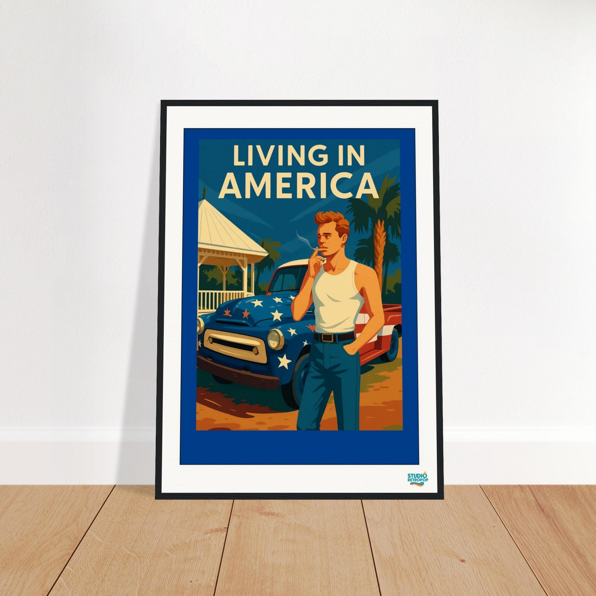 Affiche  encadrée « Living in America » – L’esprit authentique de l’American Dream - StudioRetroPop