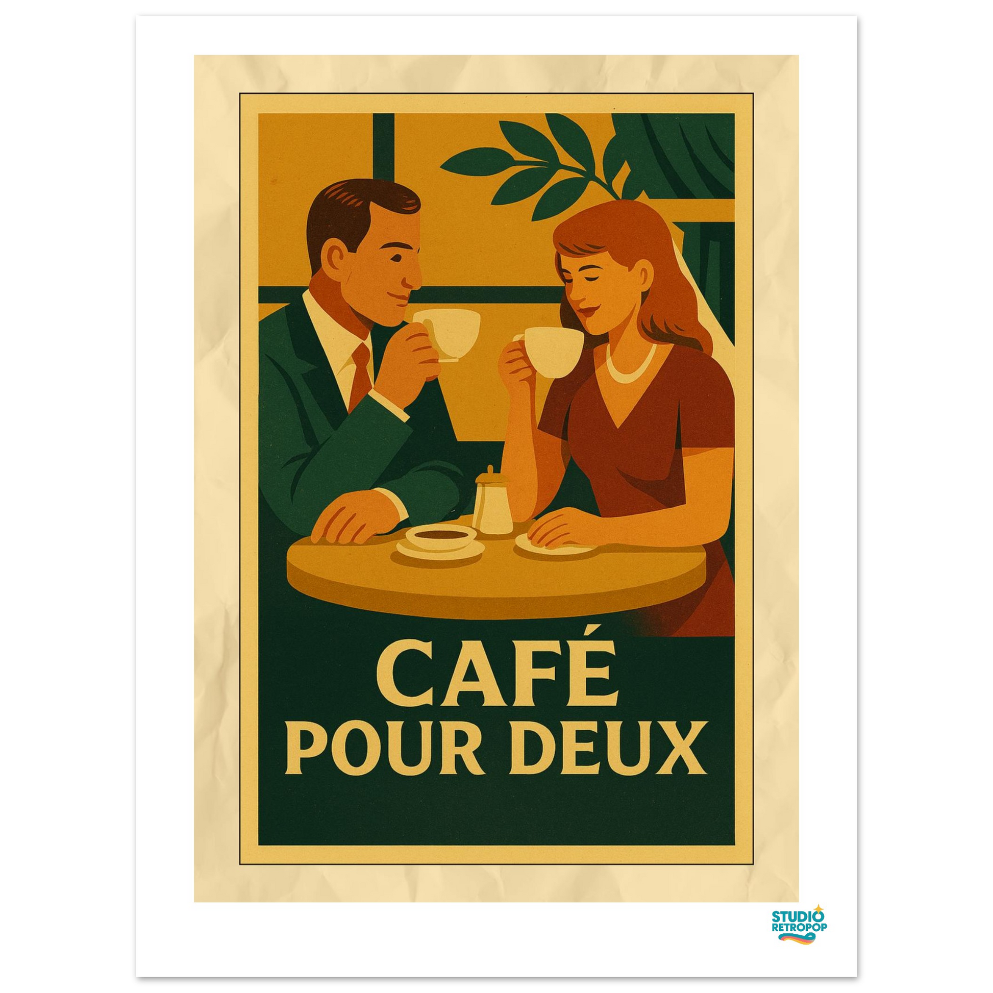 Affiche « Café Pour Deux » – L’art de partager un moment - StudioRetroPop