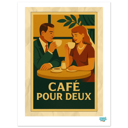 Affiche « Café Pour Deux » – L’art de partager un moment - StudioRetroPop