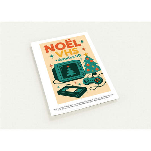 Lot de 10 Cartes  - " Noël VHS – Années 80 " - StudioRetroPop