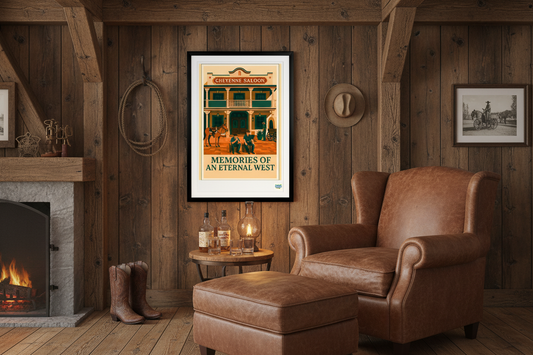 Cheyenne Saloon dans un décor western rustique