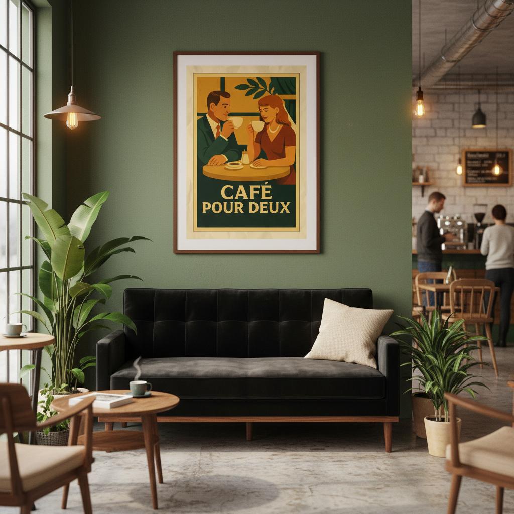 Affiche « Café Pour Deux » – L’art de partager un moment - StudioRetroPop