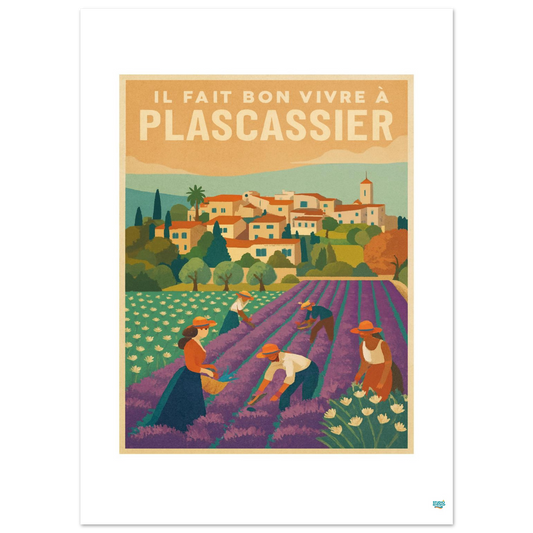 Affiche « Il Fait Bon Vivre à Plascassier » – L’art de vivre provençal - StudioRetroPop