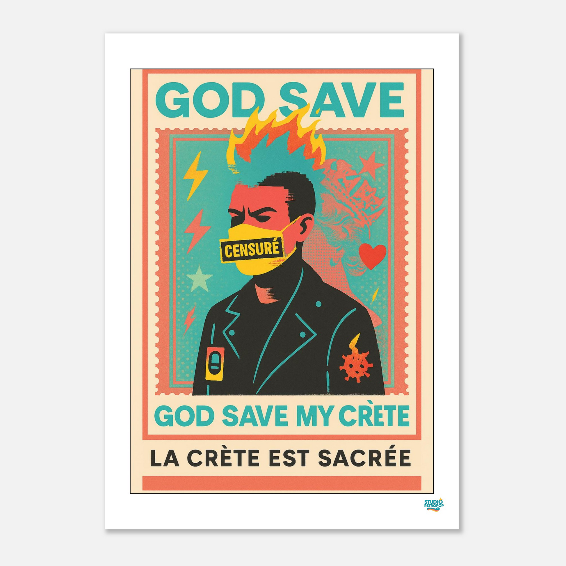 Affiche "God save my crète" - Affirmez votre liberté - StudioRetroPop