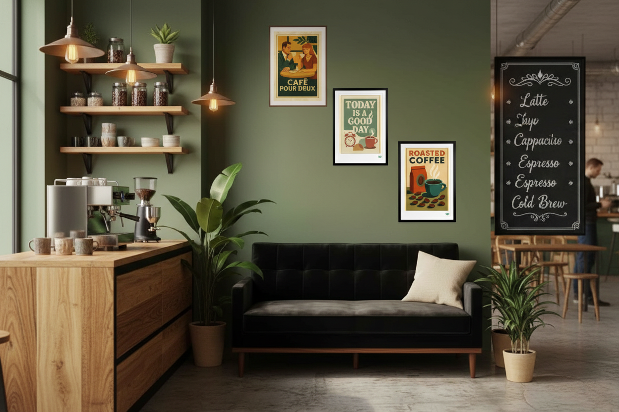 Série café dans un coffee shop moderne