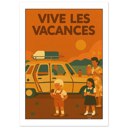 Affiche Vive les vacances – StudioRetroPop® – 30x40 cm / 12x16″