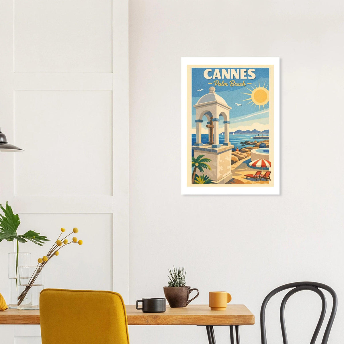Affiche Cannes Palm Beach – StudioRetroPop® – 30x40 cm / 12x16″