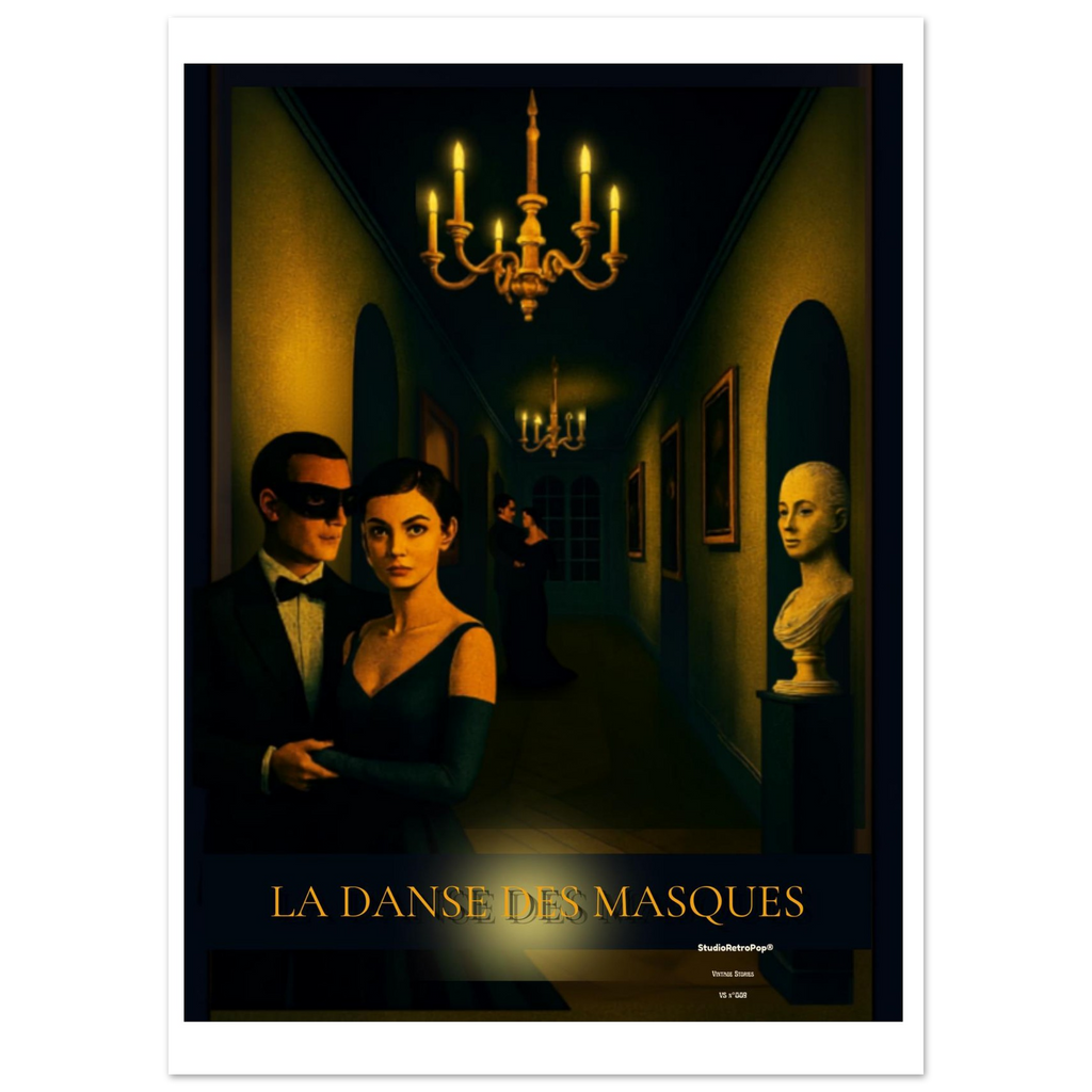 Affiche La danse des masques- Affiche vintage film Noir - Collection Vintage Stories VS N°009 – StudioRetroPop® – 30x40 cm / 12x16″