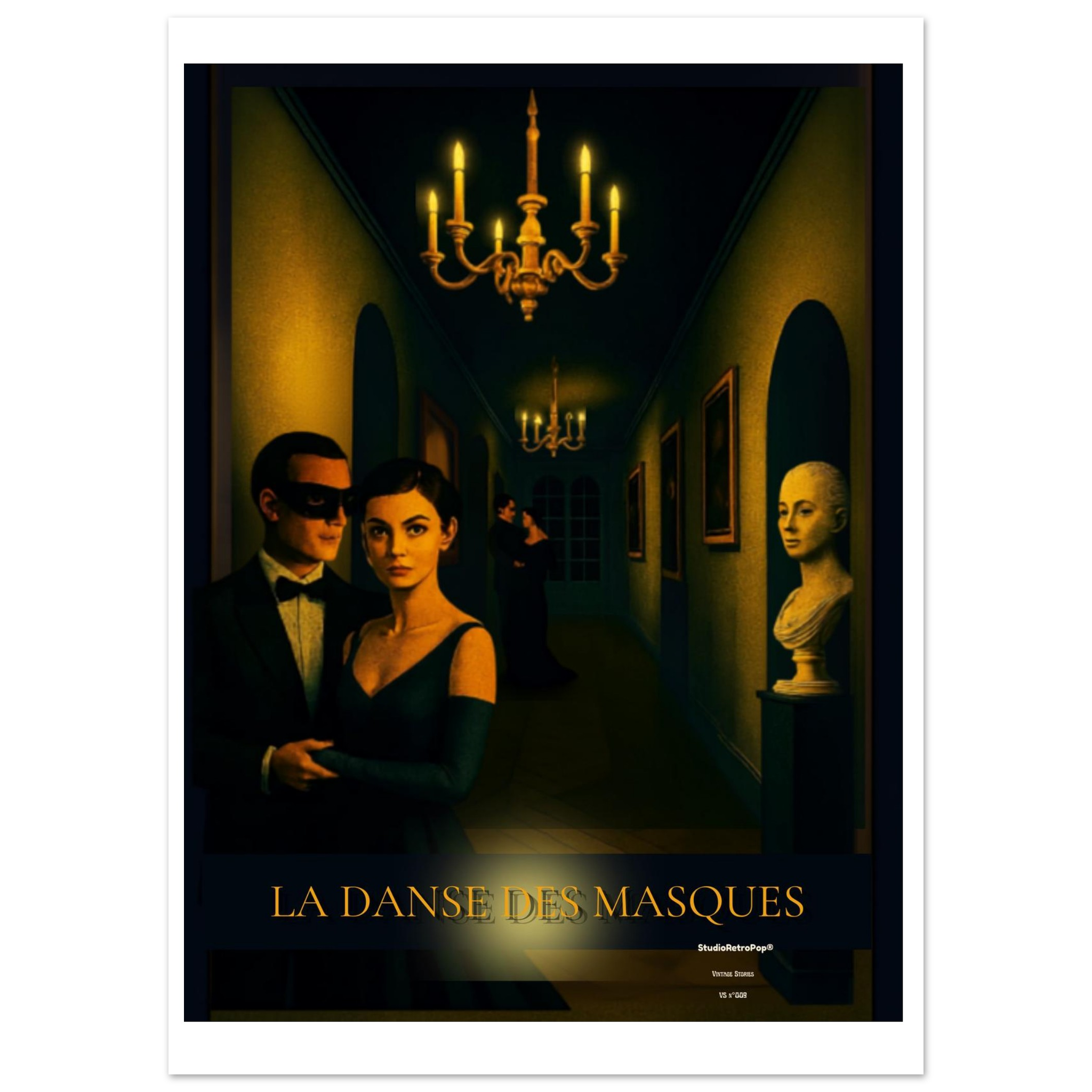 Affiche La danse des masques- Affiche vintage film Noir - Collection Vintage Stories VS N°009 – StudioRetroPop® – 30x40 cm / 12x16″