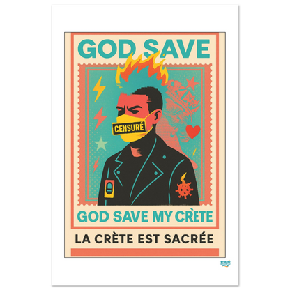 Affiche "God save my crète" - Affirmez votre liberté - StudioRetroPop