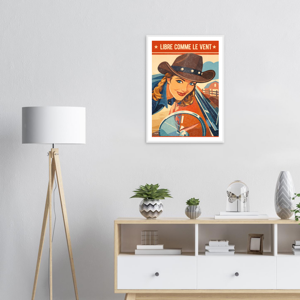 Affiche Libre comme le vent - Affiche décorative - Collection Western Stories WS N°002 – StudioRetroPop® – 30x40 cm / 12x16″