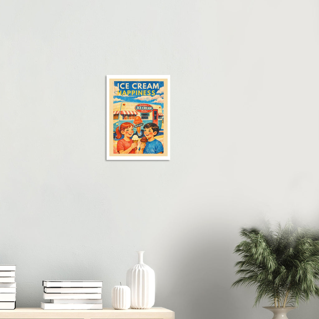 Affiche Ice Cream Happiness - affiche Vintage - Collection Vintage Stories VS N°018 – StudioRetroPop® – 30x40 cm / 12x16″