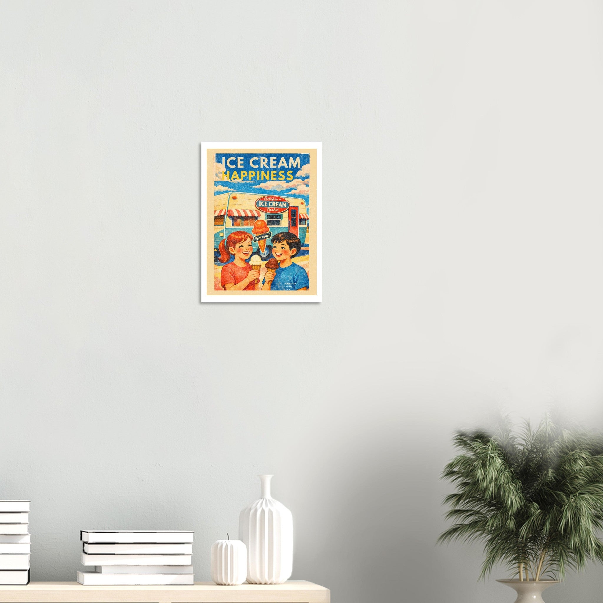 Affiche Ice Cream Happiness - affiche Vintage - Collection Vintage Stories VS N°018 – StudioRetroPop® – 30x40 cm / 12x16″