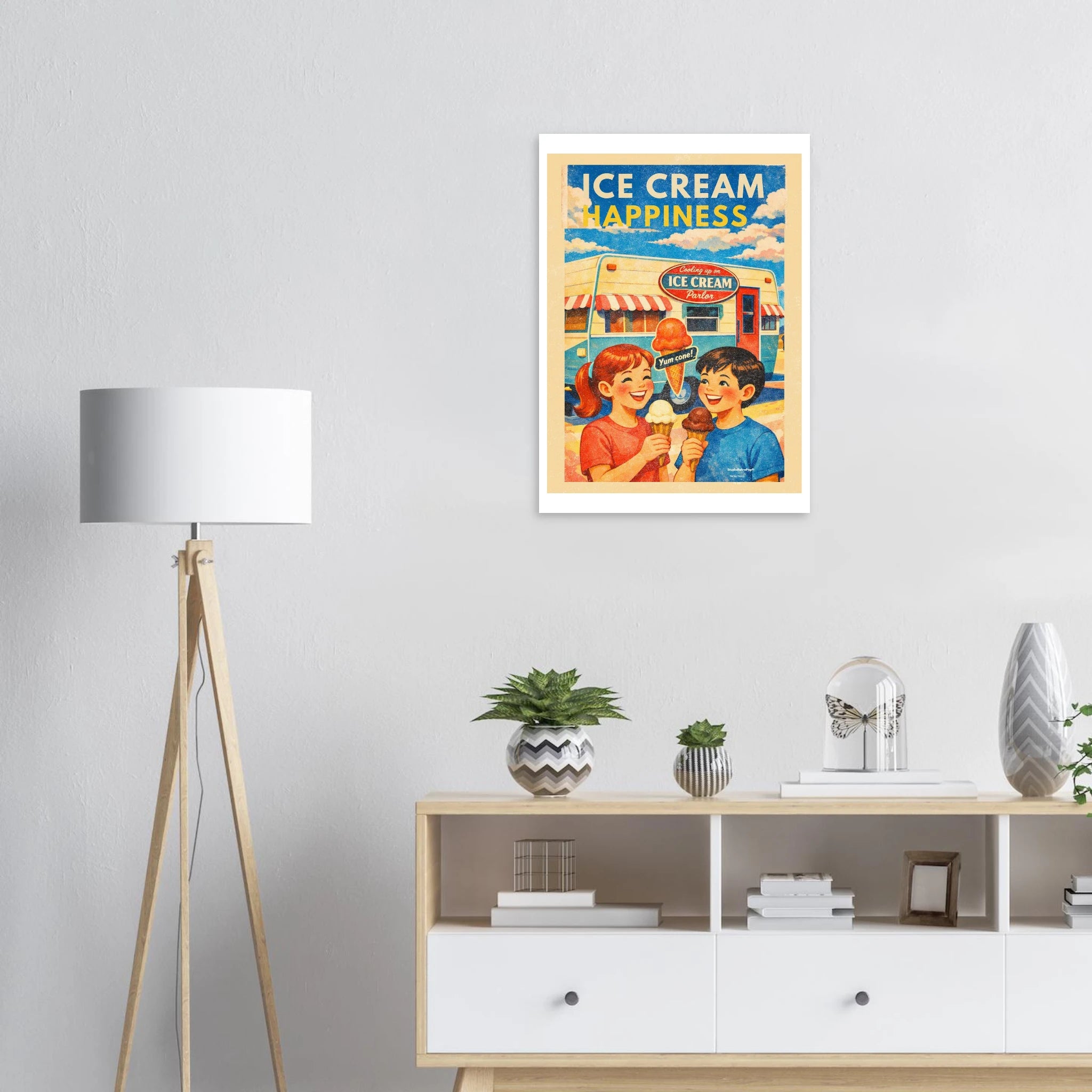 Affiche Ice Cream Happiness - affiche Vintage - Collection Vintage Stories VS N°018 – StudioRetroPop® – 50x70 cm / 20x28″