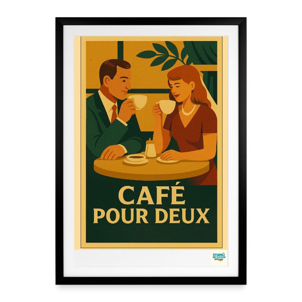 Studioretropop Affiche (2000 et +) Café pour deux - Format 49 x 69 cm avec cadre