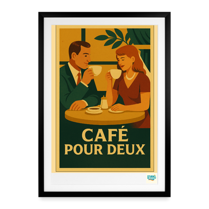 Studioretropop Affiche (2000 et +) Café pour deux - Format 49 x 69 cm avec cadre