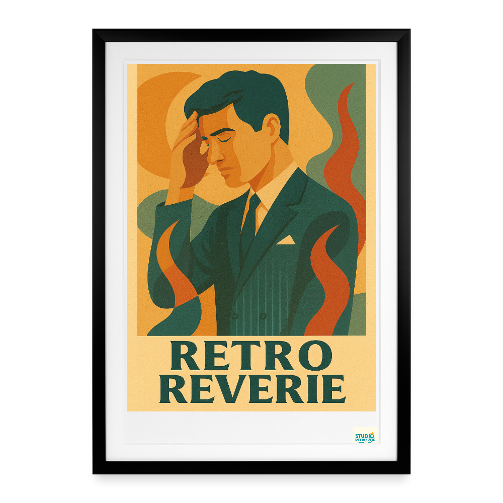 Affiche 30s Rétro Rêverie - Format 49 x 69 cm avec cadre