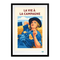 Affiche La vie à la campagne  Années 49 × 69 cm avec cadre - Art Rétro Pop - noir