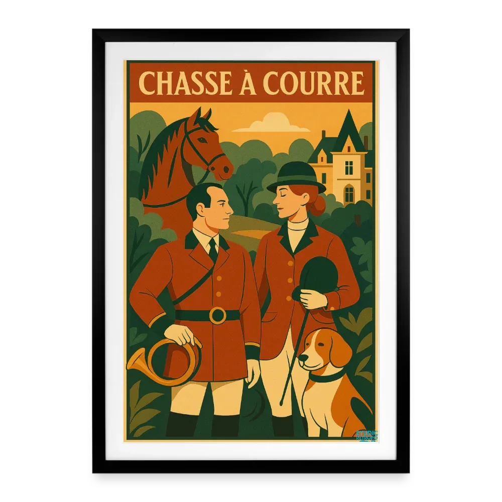 Affiche Chasse à Courre Années avant 1920- 49 x 69 cm avec cadre - Art Rétro Pop - StudioRetroPop