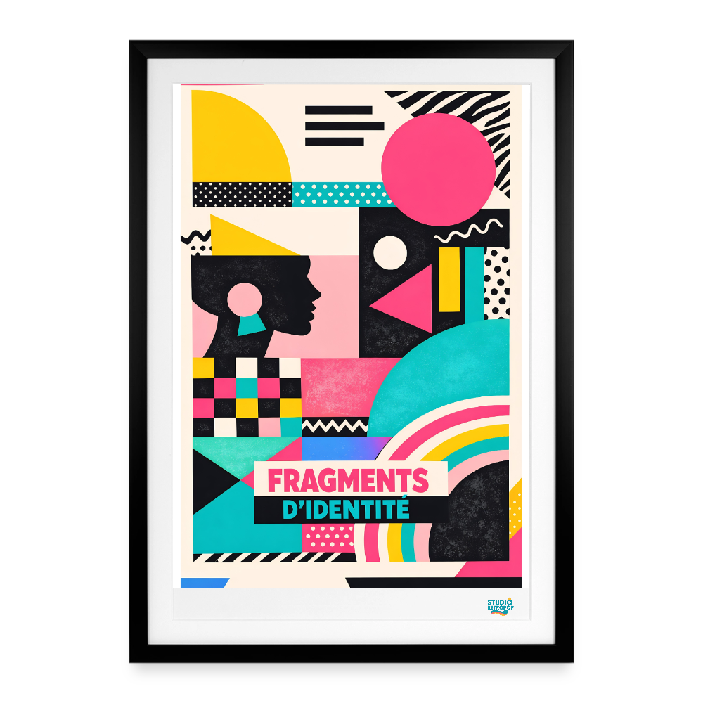 Affiche Fragment d'identité Années 30 –  49 x 69 cm avec cadre - Art Rétro Pop - noir