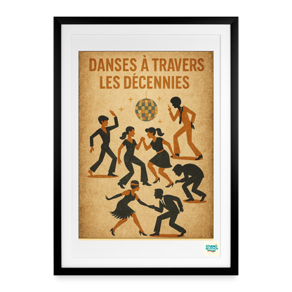 Studioretropop Affiche 20s Danses à Travers les Décennies - Format 49 x 69 cm