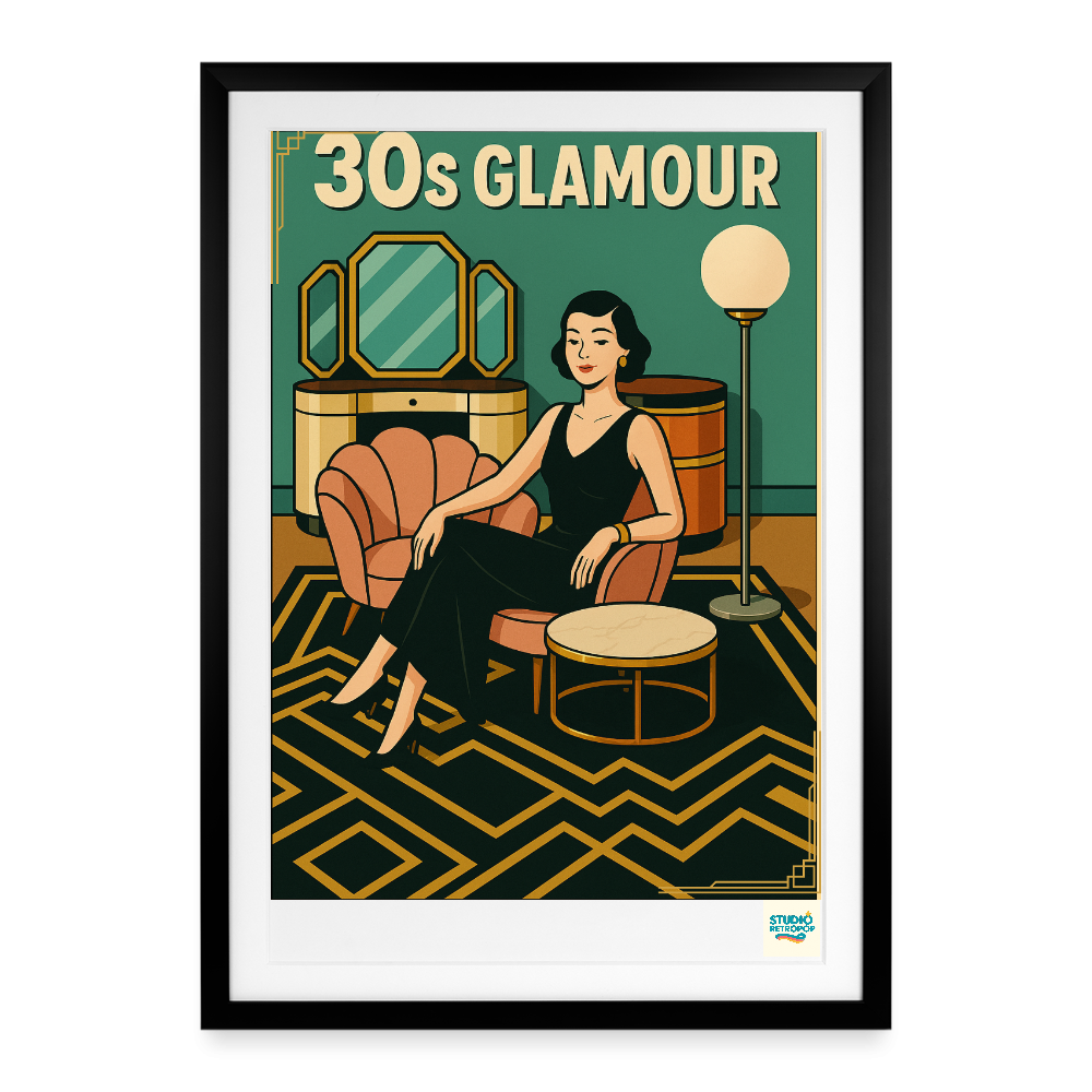 Studioretropop Affiche (30s) Glamour - Format 49 x 69 cm avec cadre